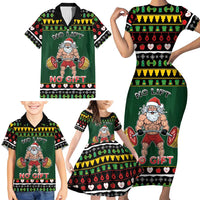 Xmas Gymer Christmas Family Matching Short Sleeve Bodycon Dress and Hawaiian Shirt No Lift No Gift - Wonder Print Shop