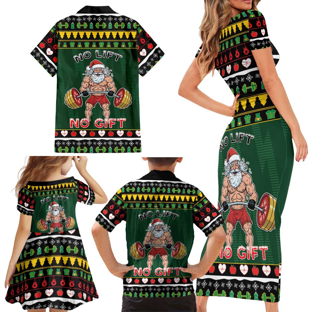 Xmas Gymer Christmas Family Matching Short Sleeve Bodycon Dress and Hawaiian Shirt No Lift No Gift - Wonder Print Shop