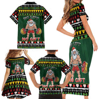 Xmas Gymer Christmas Family Matching Short Sleeve Bodycon Dress and Hawaiian Shirt No Lift No Gift - Wonder Print Shop