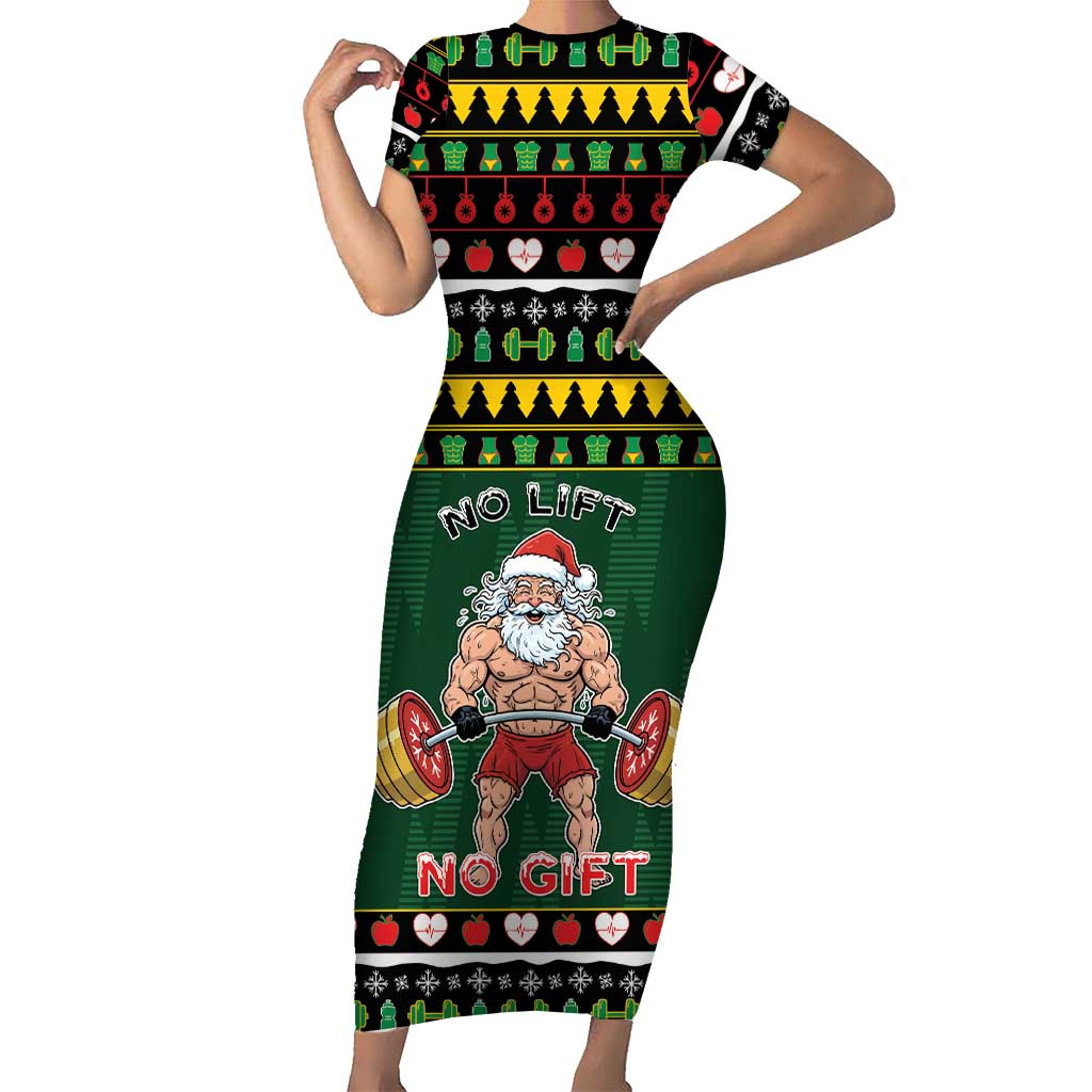 Xmas Gymer Christmas Family Matching Short Sleeve Bodycon Dress and Hawaiian Shirt No Lift No Gift - Wonder Print Shop