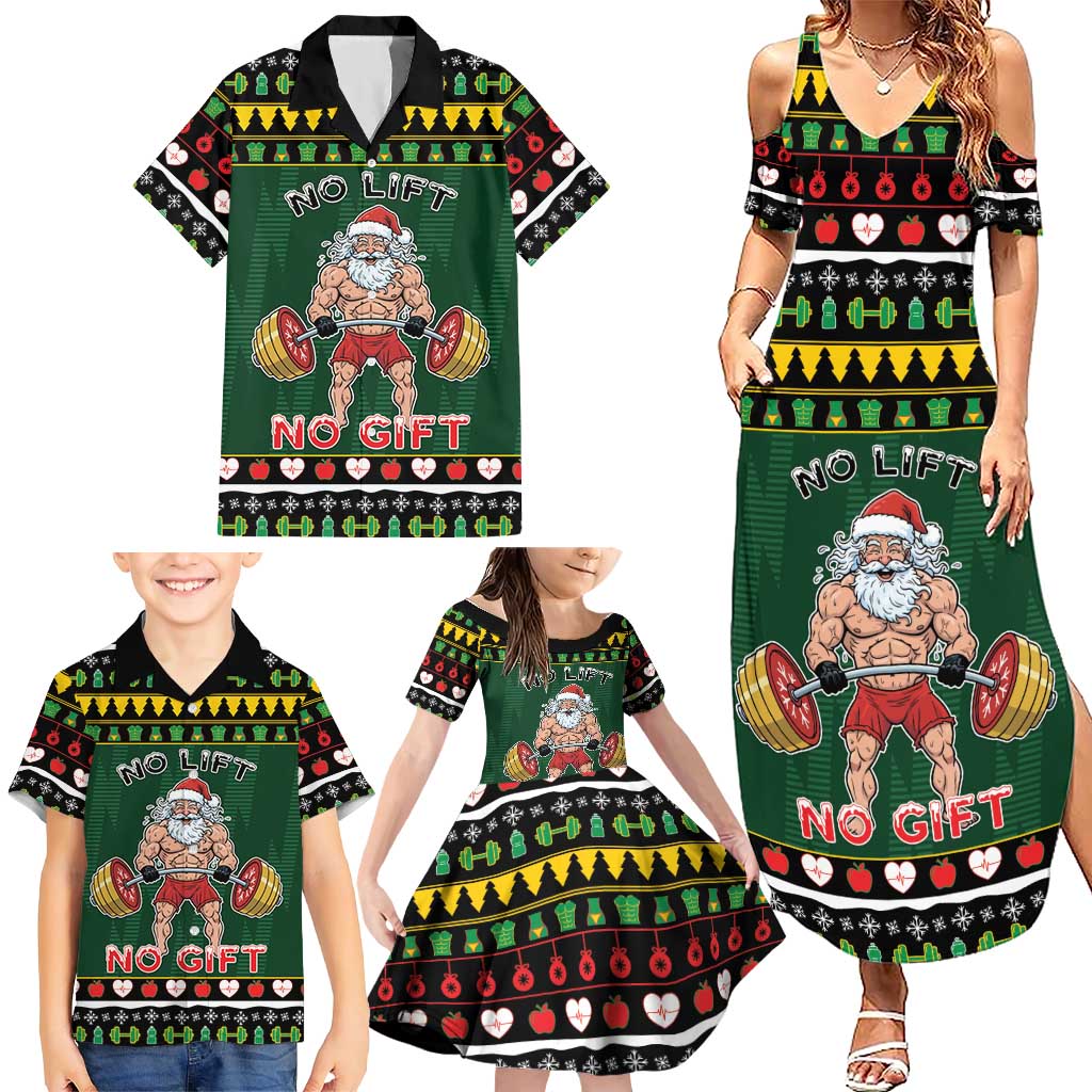 Xmas Gymer Christmas Family Matching Summer Maxi Dress and Hawaiian Shirt No Lift No Gift - Wonder Print Shop