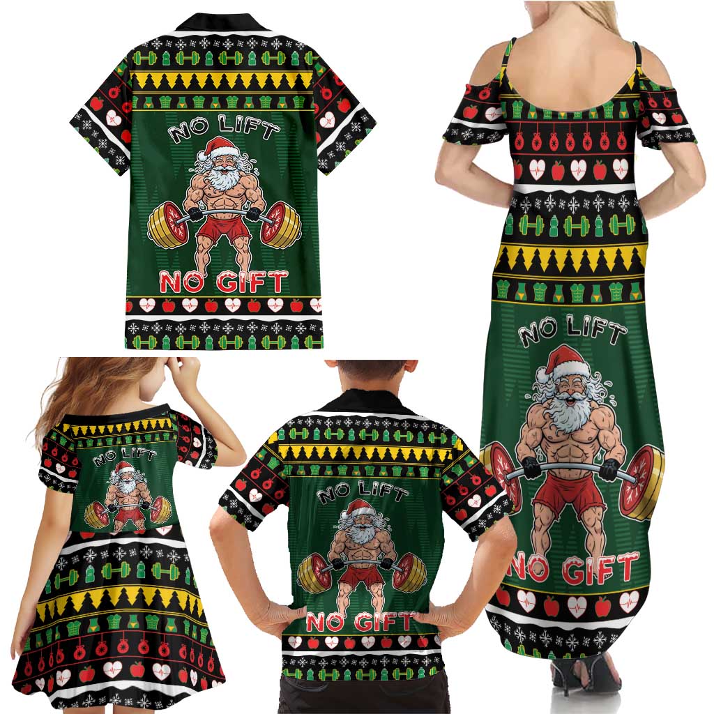Xmas Gymer Christmas Family Matching Summer Maxi Dress and Hawaiian Shirt No Lift No Gift - Wonder Print Shop