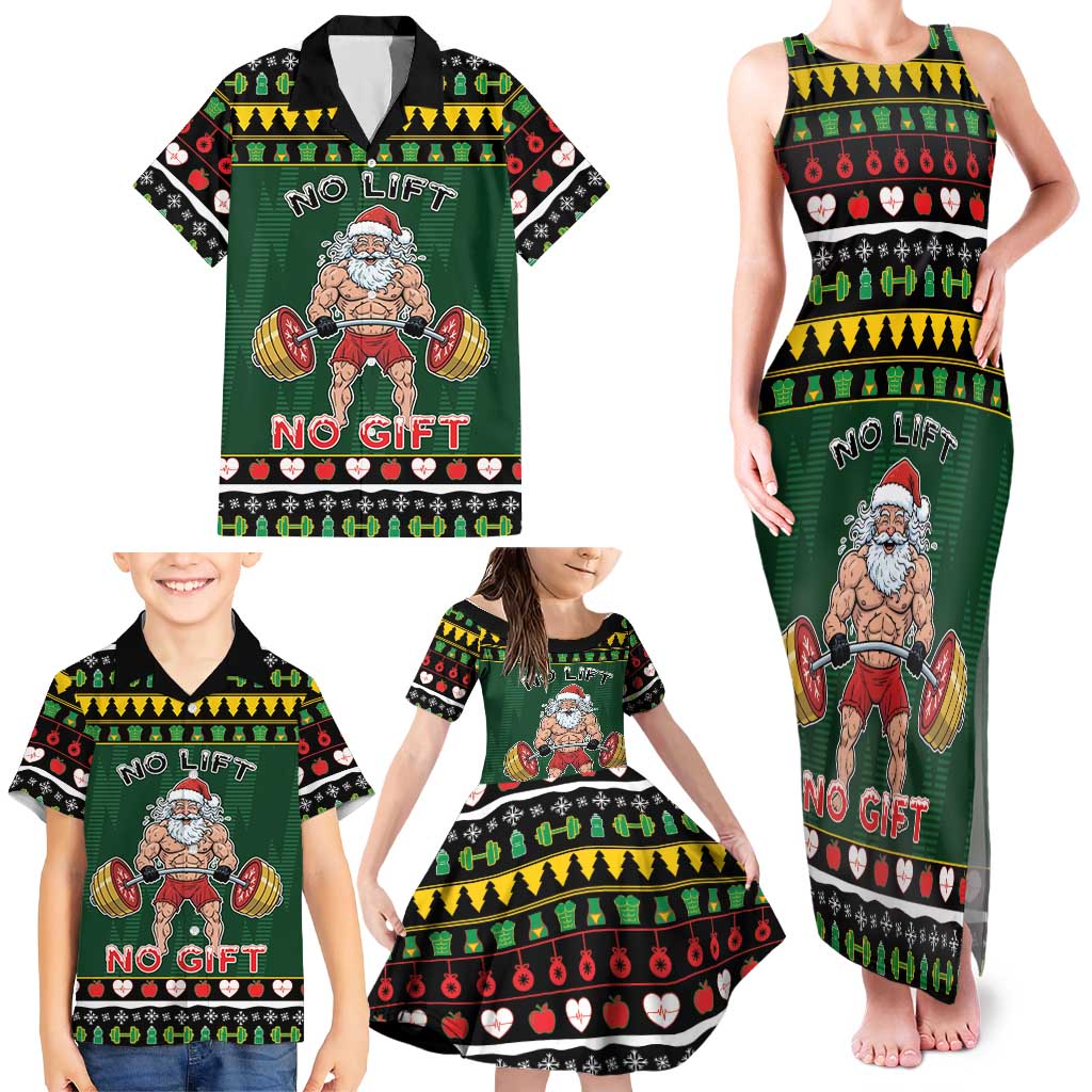 Xmas Gymer Christmas Family Matching Tank Maxi Dress and Hawaiian Shirt No Lift No Gift - Wonder Print Shop