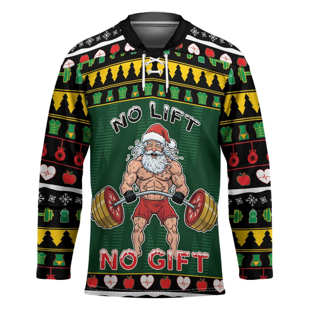 Xmas Gymer Christmas Hockey Jersey No Lift No Gift - Wonder Print Shop