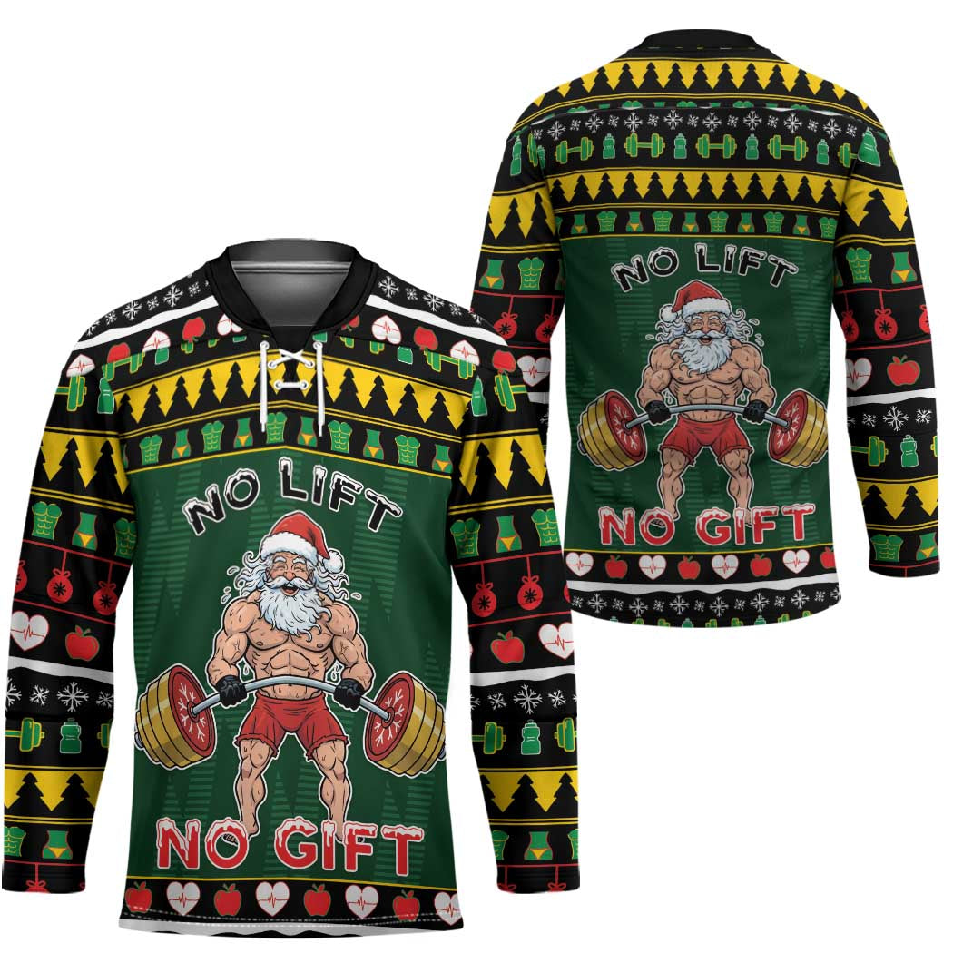 Xmas Gymer Christmas Hockey Jersey No Lift No Gift - Wonder Print Shop