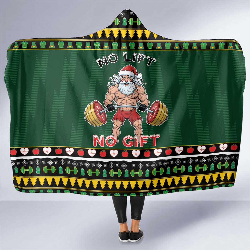Xmas Gymer Christmas Hooded Blanket No Lift No Gift - Wonder Print Shop