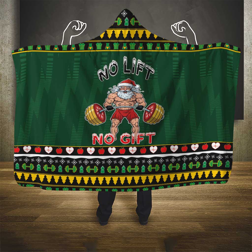 Xmas Gymer Christmas Hooded Blanket No Lift No Gift - Wonder Print Shop