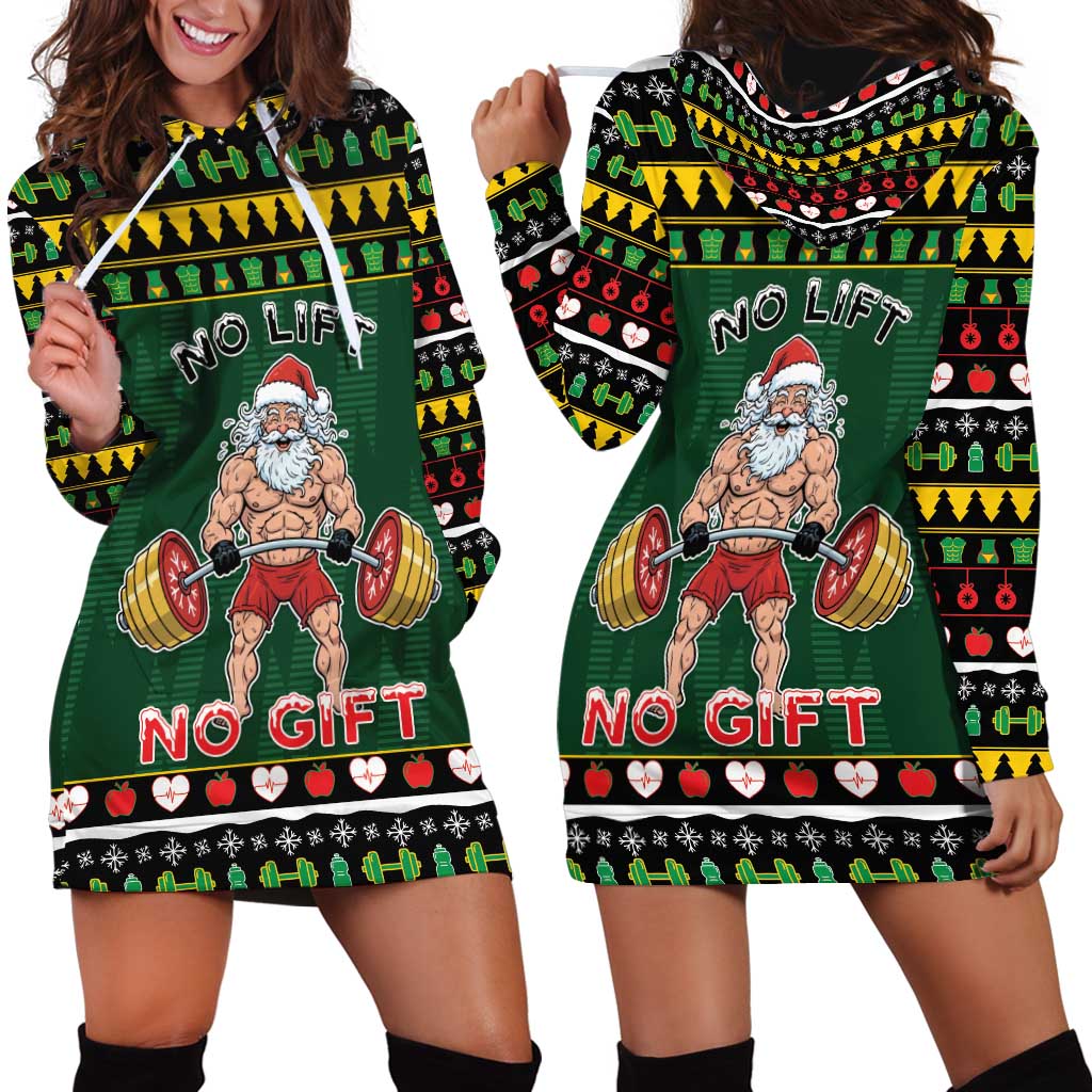 Xmas Gymer Christmas Hoodie Dress No Lift No Gift - Wonder Print Shop