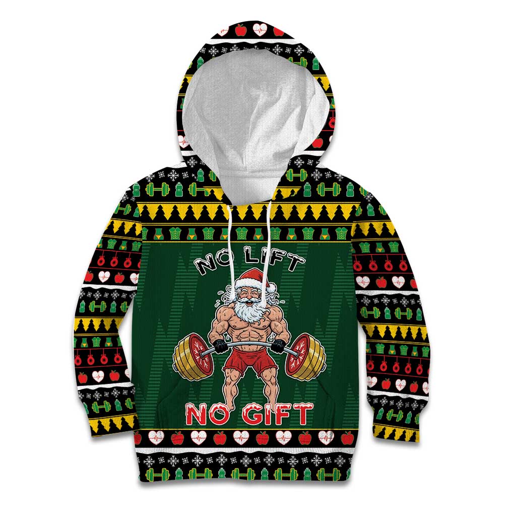Xmas Gymer Christmas Kid Hoodie No Lift No Gift - Wonder Print Shop