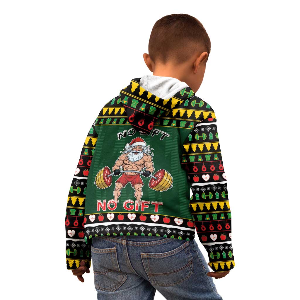 Xmas Gymer Christmas Kid Hoodie No Lift No Gift - Wonder Print Shop