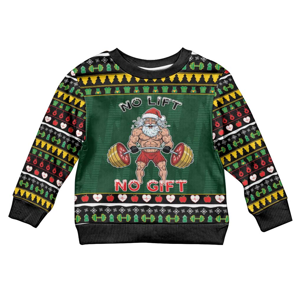 Gym Christmas Kid Ugly Christmas Sweater No Lift No Gift - Wonder Print Shop