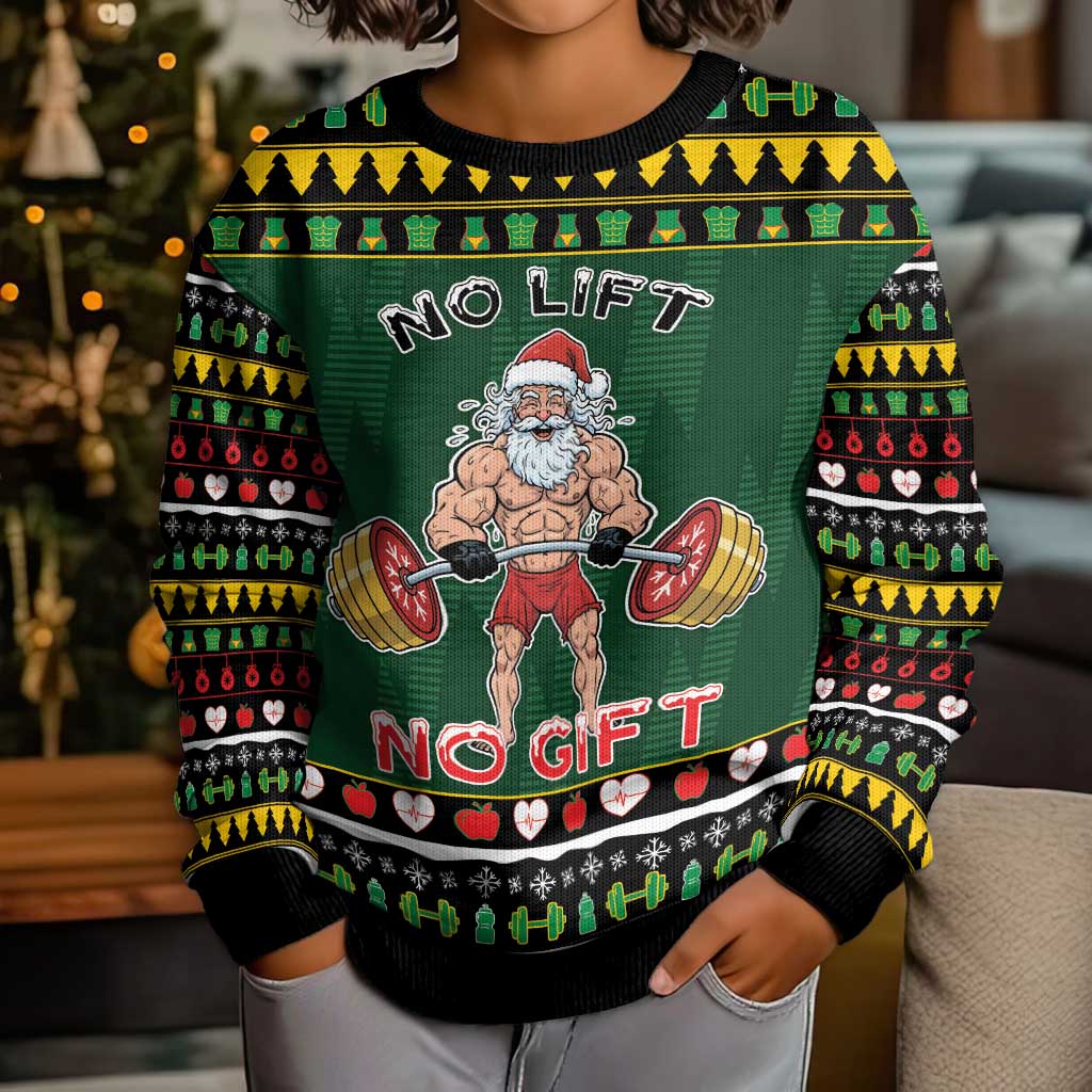 Gym Christmas Kid Ugly Christmas Sweater No Lift No Gift - Wonder Print Shop