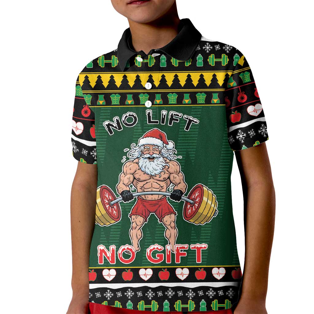 Xmas Gymer Christmas Kid Polo Shirt No Lift No Gift - Wonder Print Shop