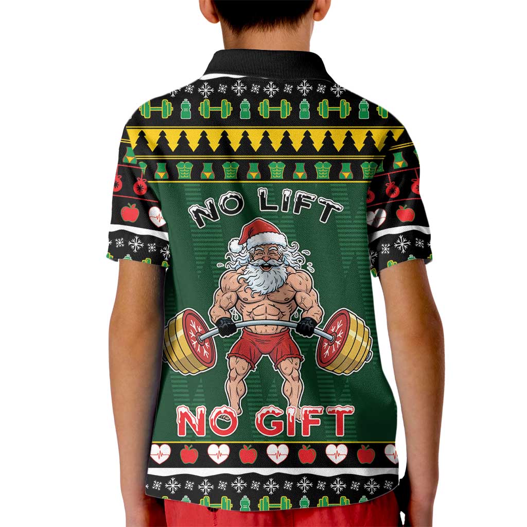 Xmas Gymer Christmas Kid Polo Shirt No Lift No Gift - Wonder Print Shop