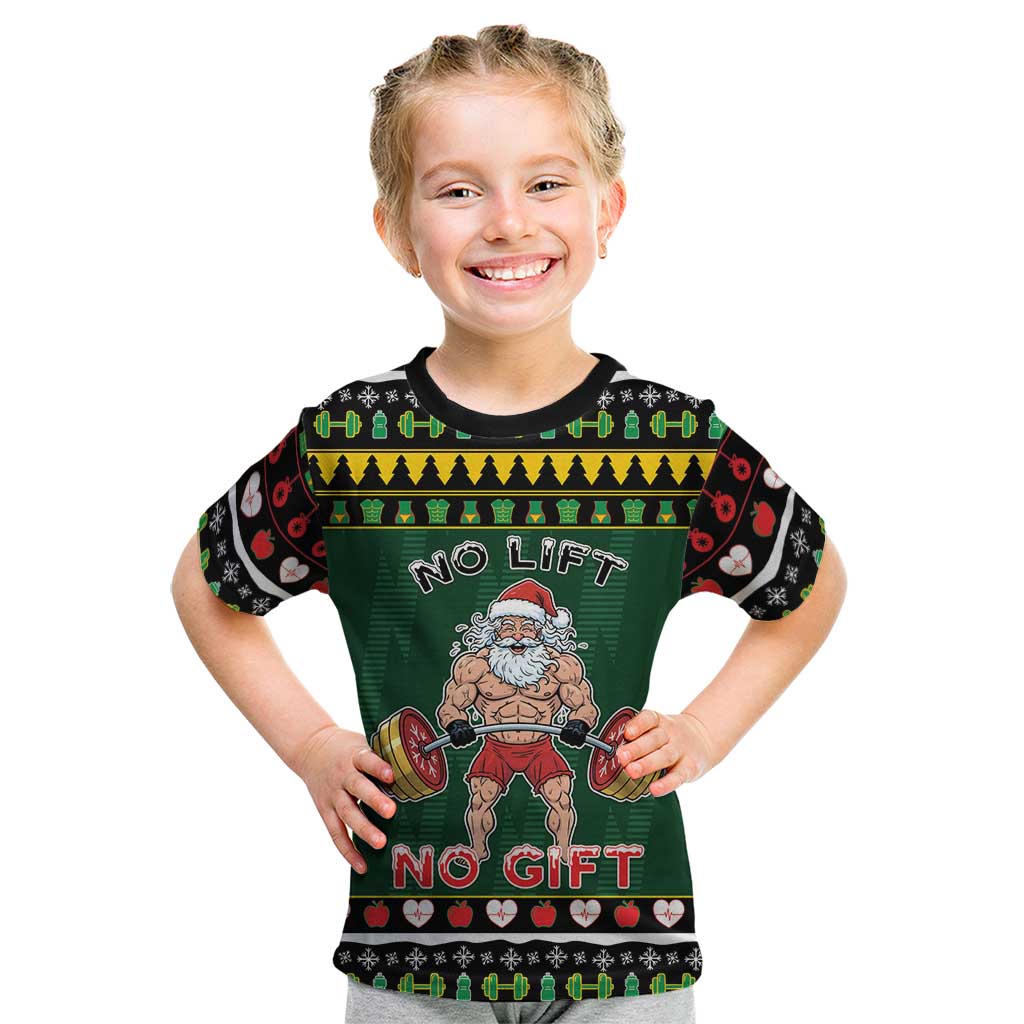 Xmas Gymer Christmas Kid T Shirt No Lift No Gift - Wonder Print Shop