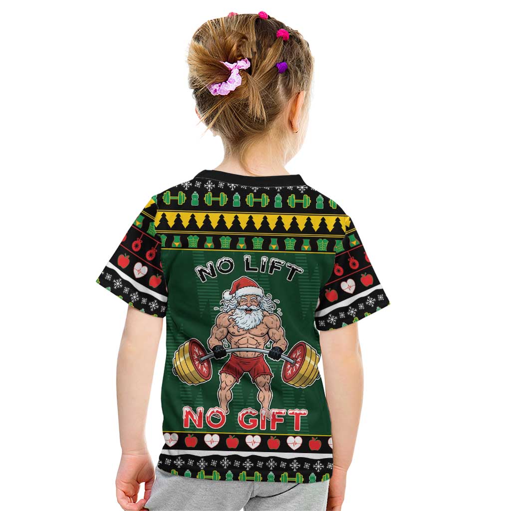 Xmas Gymer Christmas Kid T Shirt No Lift No Gift - Wonder Print Shop
