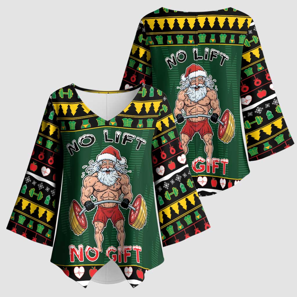 Xmas Gymer Christmas Kimono Sleeve Blouse No Lift No Gift - Wonder Print Shop