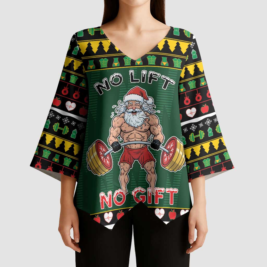 Xmas Gymer Christmas Kimono Sleeve Blouse No Lift No Gift - Wonder Print Shop