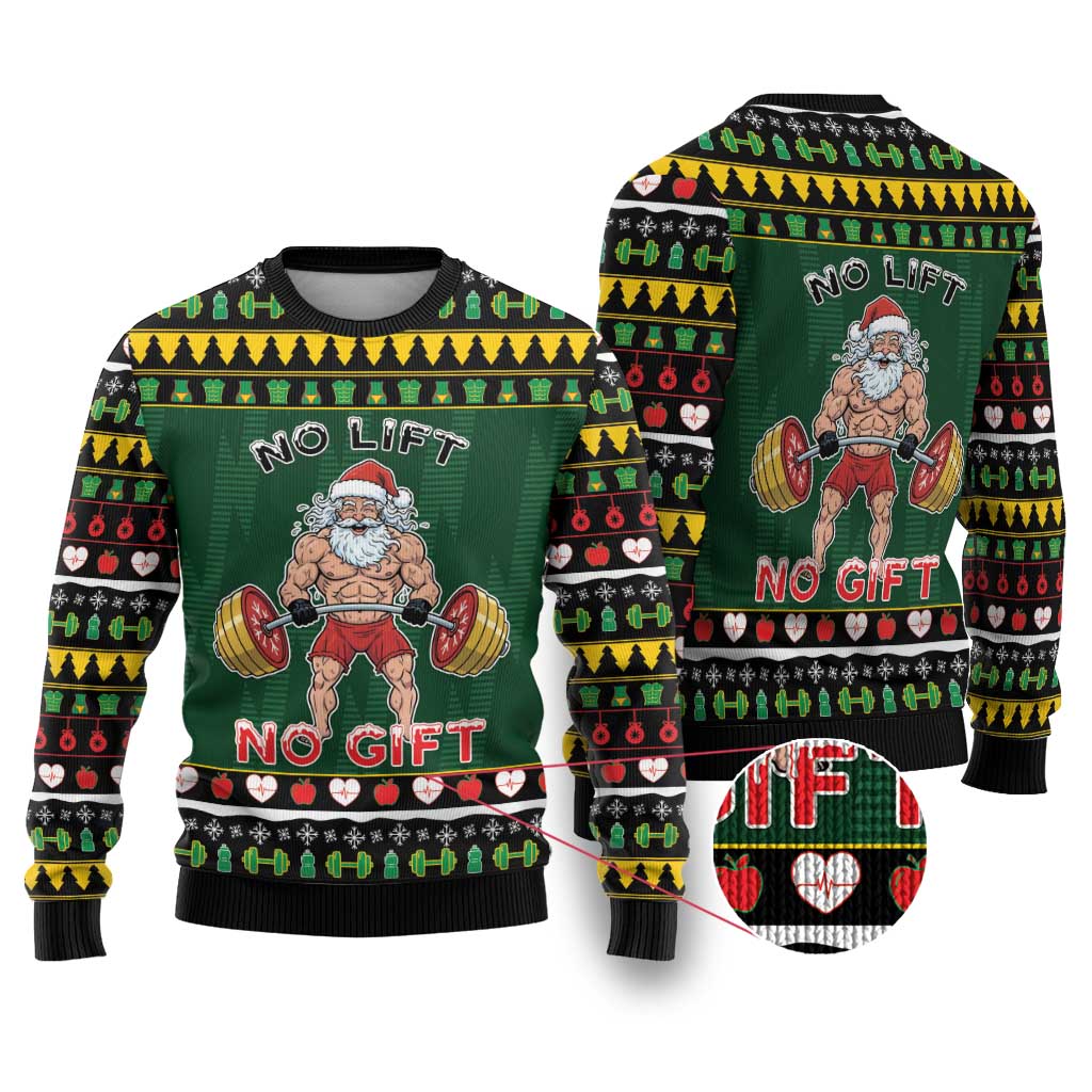 Gym Christmas Ugly Christmas Sweater No Lift No Gift - Wonder Print Shop