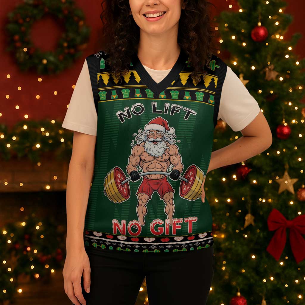 Gym Christmas Knitted V-Neck Vest No Lift No Gift - Wonder Print Shop