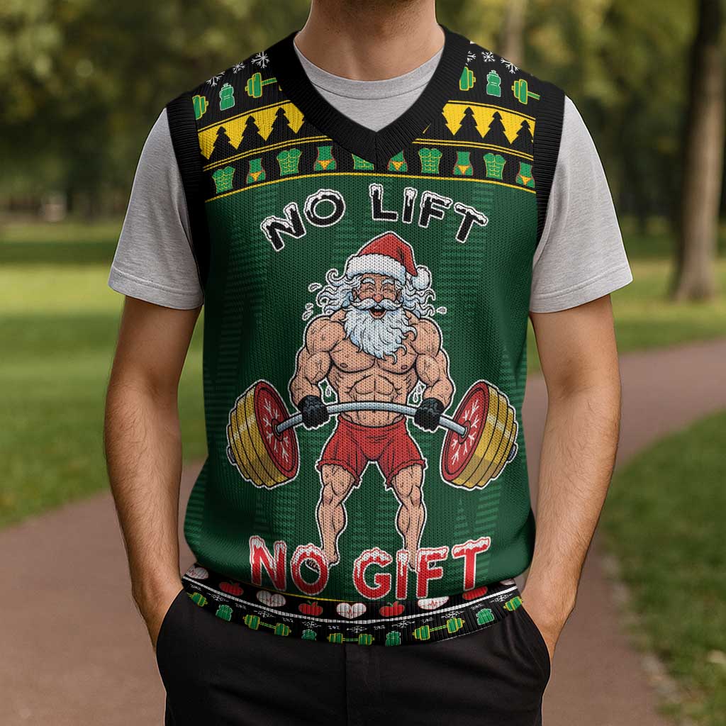 Gym Christmas Knitted V-Neck Vest No Lift No Gift - Wonder Print Shop