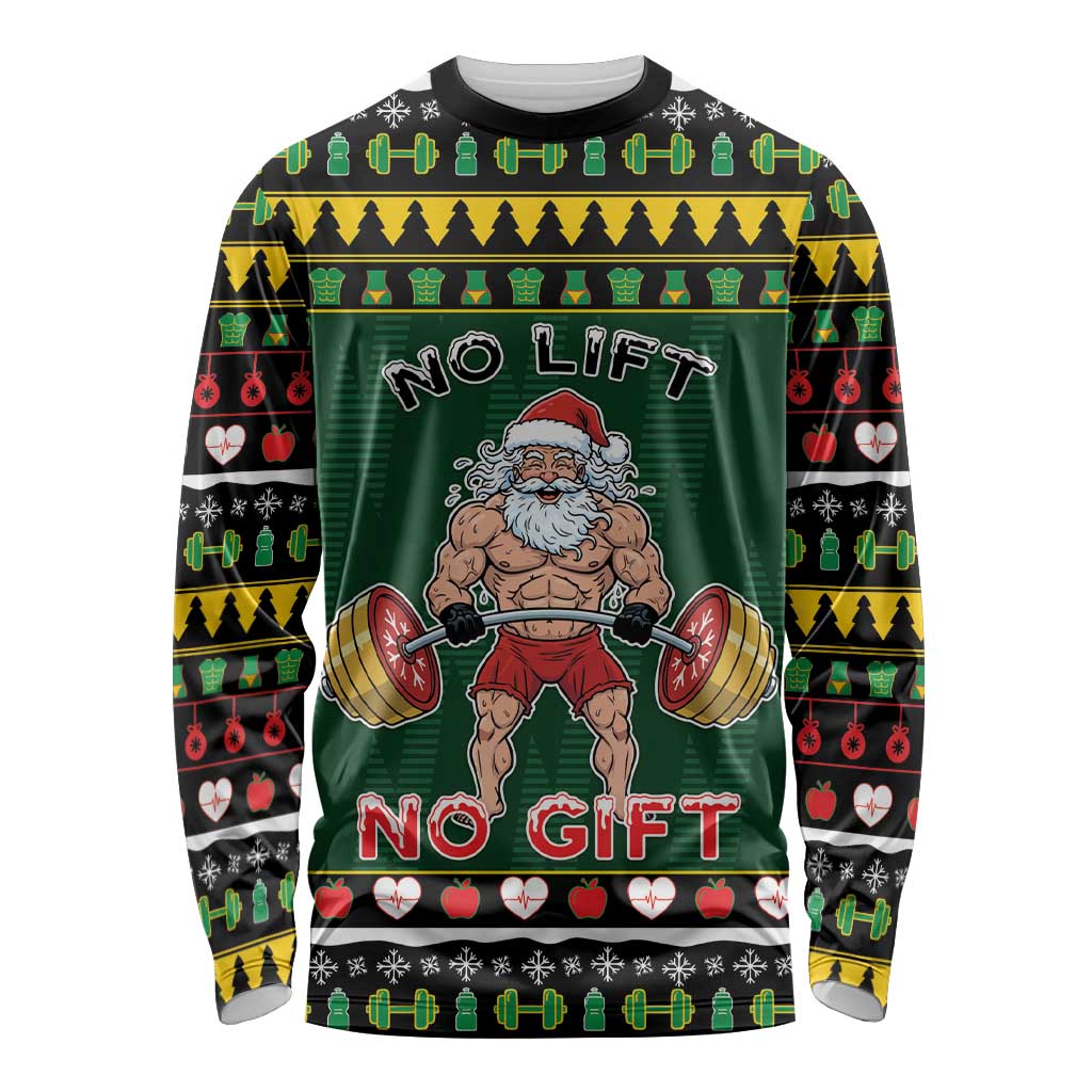 Xmas Gymer Christmas Long Sleeve Shirt No Lift No Gift - Wonder Print Shop