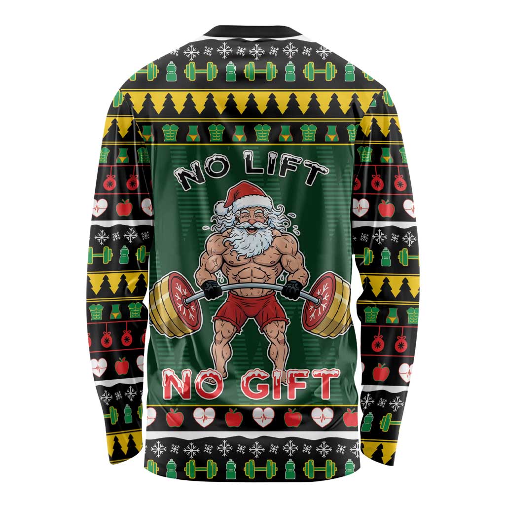 Xmas Gymer Christmas Long Sleeve Shirt No Lift No Gift - Wonder Print Shop