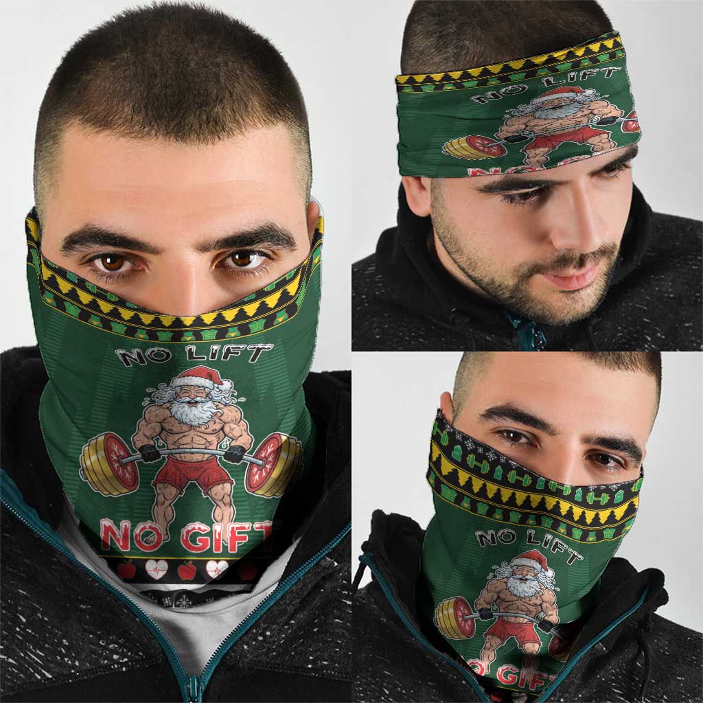 Xmas Gymer Christmas Neck Gaiter No Lift No Gift - Wonder Print Shop