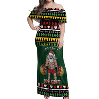 Xmas Gymer Christmas Off Shoulder Maxi Dress No Lift No Gift - Wonder Print Shop