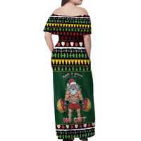 Xmas Gymer Christmas Off Shoulder Maxi Dress No Lift No Gift - Wonder Print Shop
