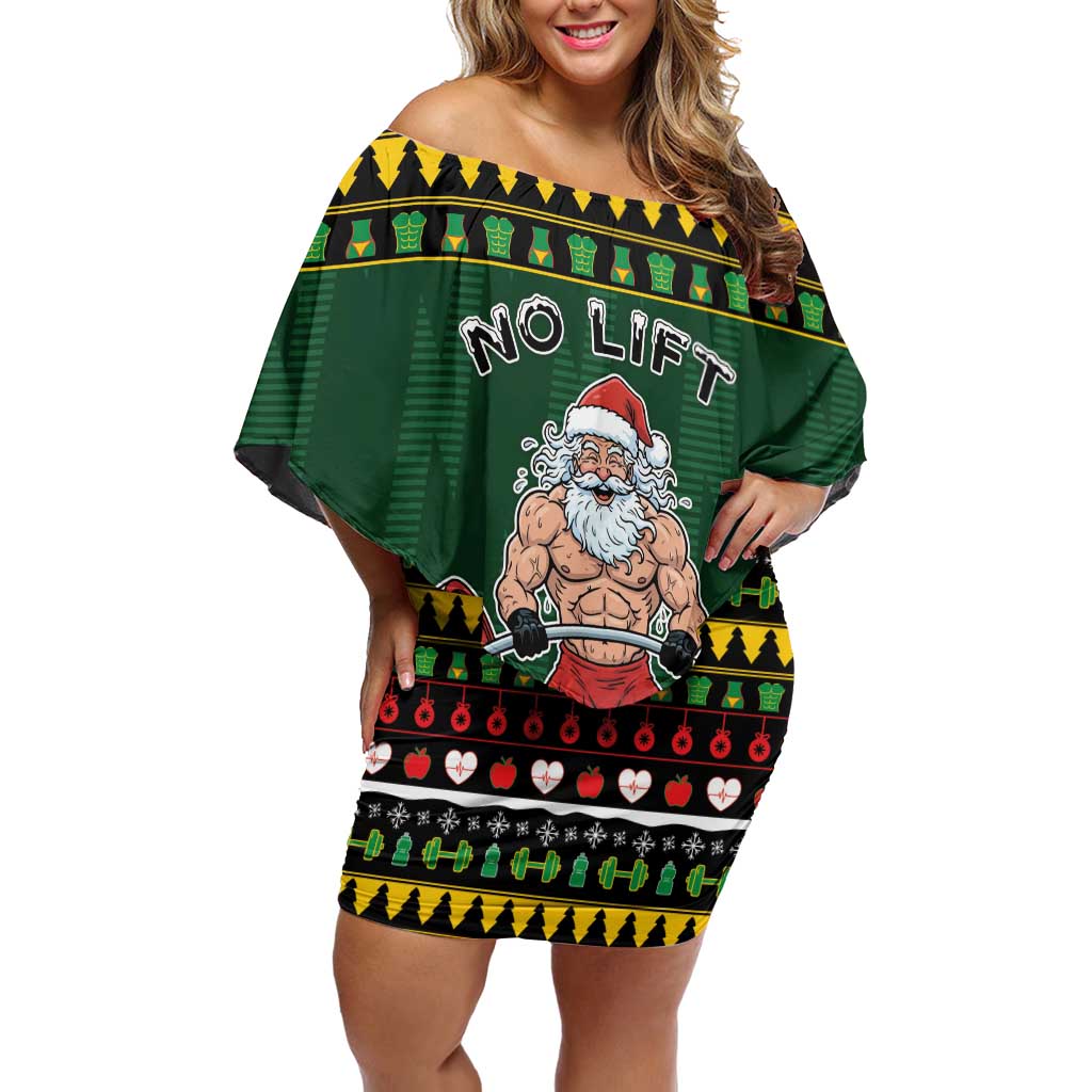 Xmas Gymer Christmas Off Shoulder Short Dress No Lift No Gift - Wonder Print Shop