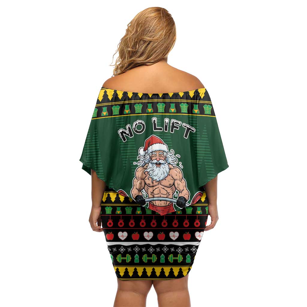 Xmas Gymer Christmas Off Shoulder Short Dress No Lift No Gift - Wonder Print Shop