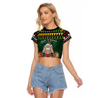 Xmas Gymer Christmas Raglan Cropped T Shirt No Lift No Gift - Wonder Print Shop