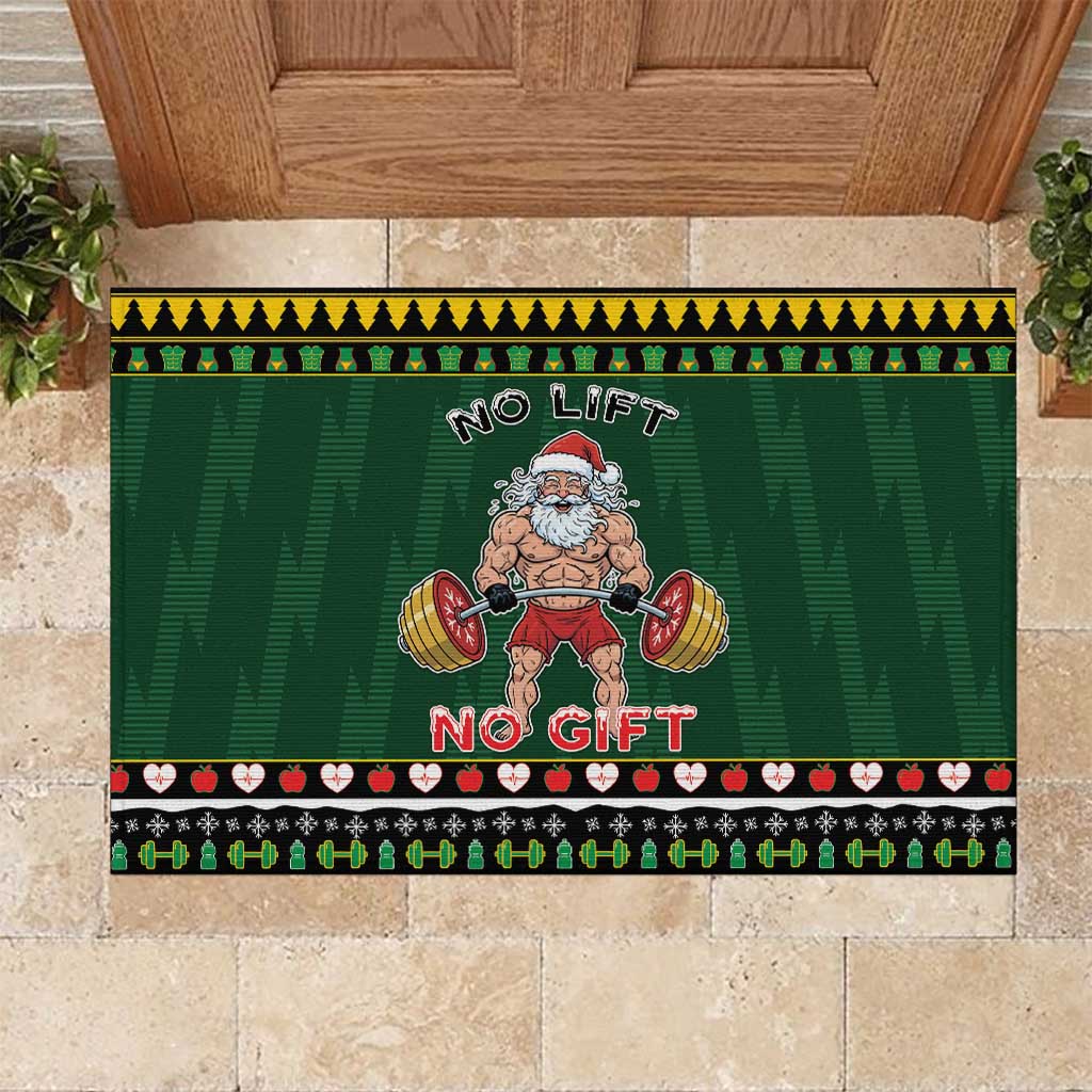 Xmas Gymer Christmas Rubber Doormat No Lift No Gift - Wonder Print Shop