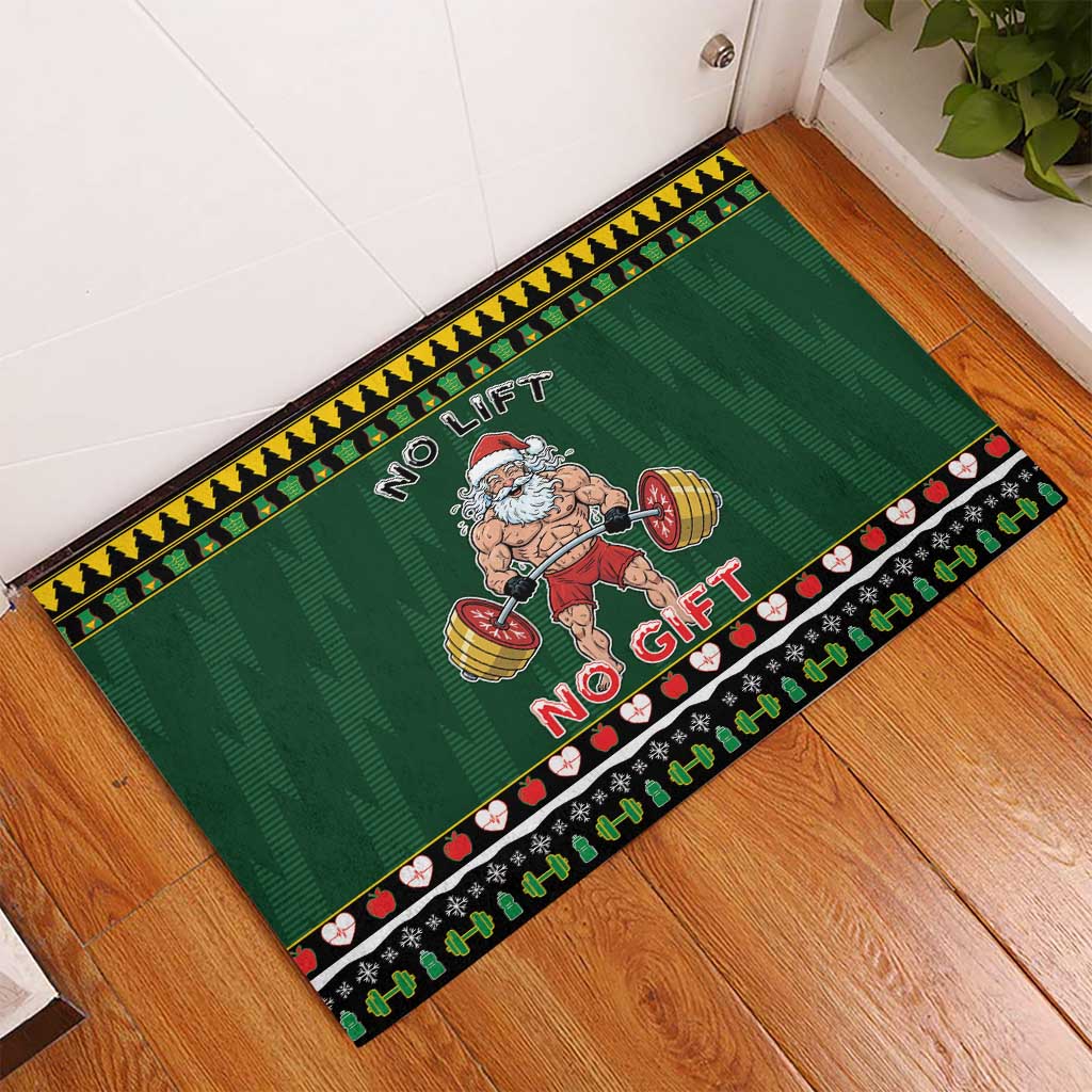 Xmas Gymer Christmas Rubber Doormat No Lift No Gift - Wonder Print Shop