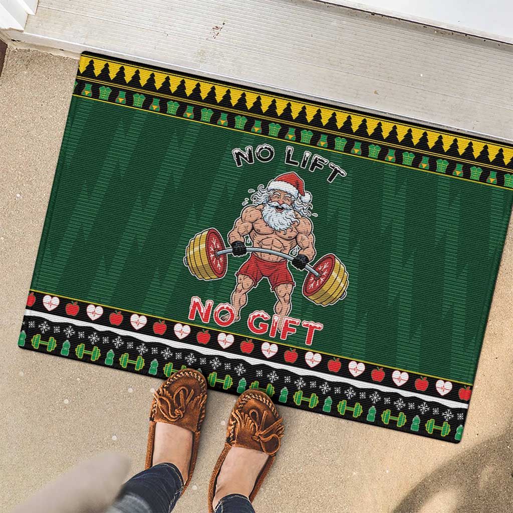 Xmas Gymer Christmas Rubber Doormat No Lift No Gift - Wonder Print Shop