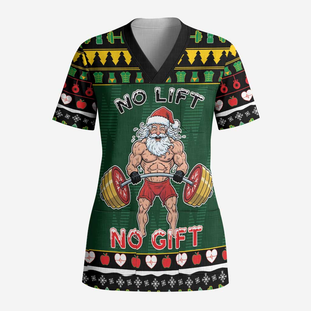 Xmas Gymer Christmas Scrub Top No Lift No Gift - Wonder Print Shop