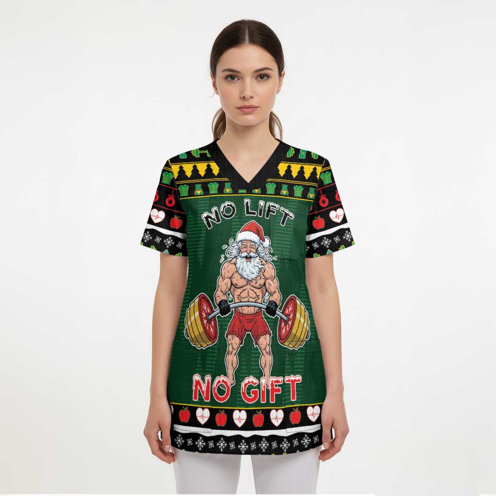Xmas Gymer Christmas Scrub Top No Lift No Gift - Wonder Print Shop