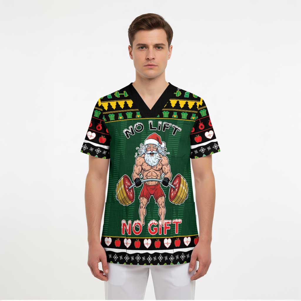 Xmas Gymer Christmas Scrub Top No Lift No Gift - Wonder Print Shop