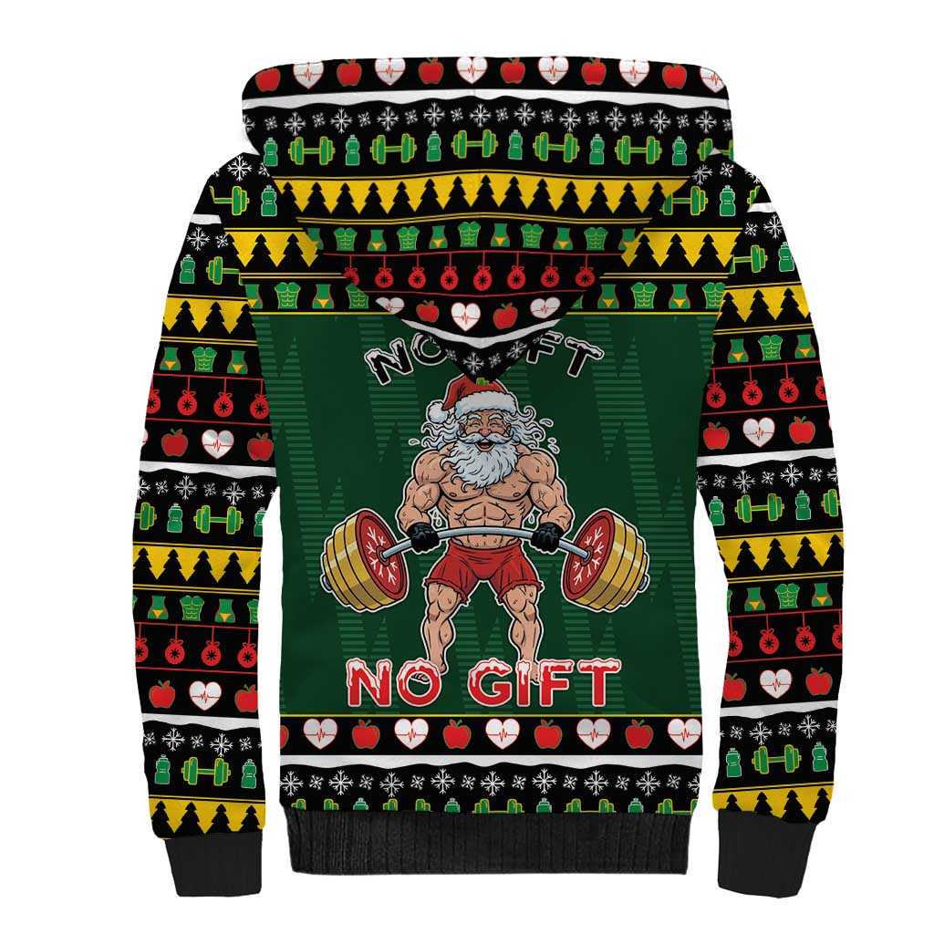 Xmas Gymer Christmas Sherpa Hoodie No Lift No Gift - Wonder Print Shop
