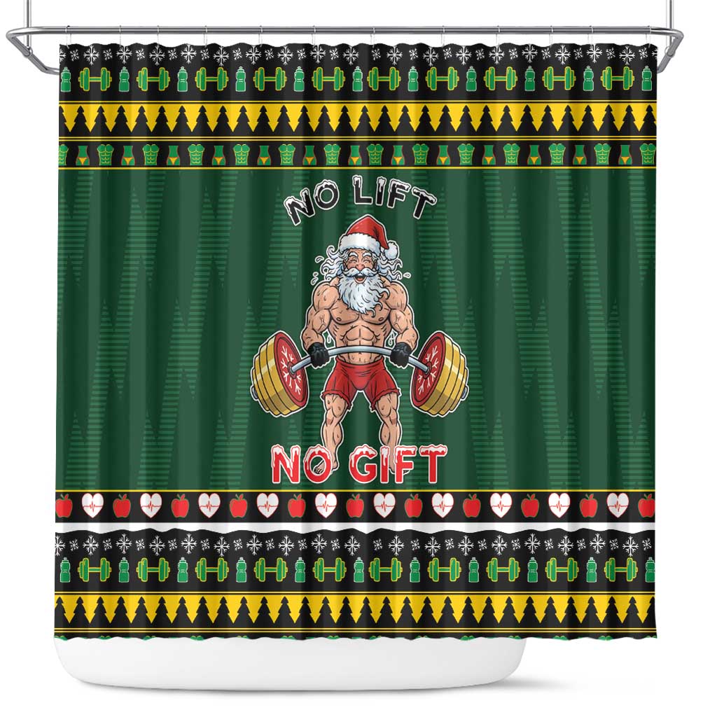 Xmas Gymer Christmas Shower Curtain No Lift No Gift - Wonder Print Shop