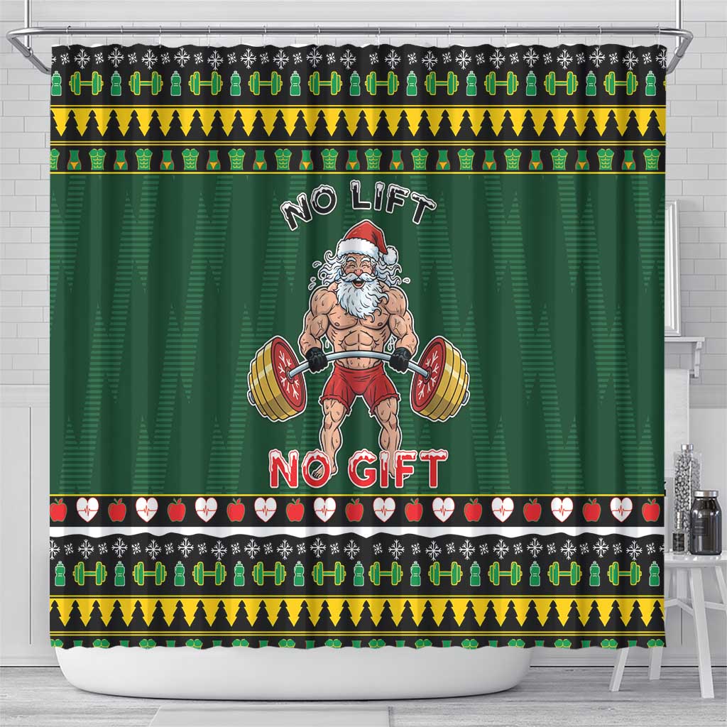 Xmas Gymer Christmas Shower Curtain No Lift No Gift - Wonder Print Shop