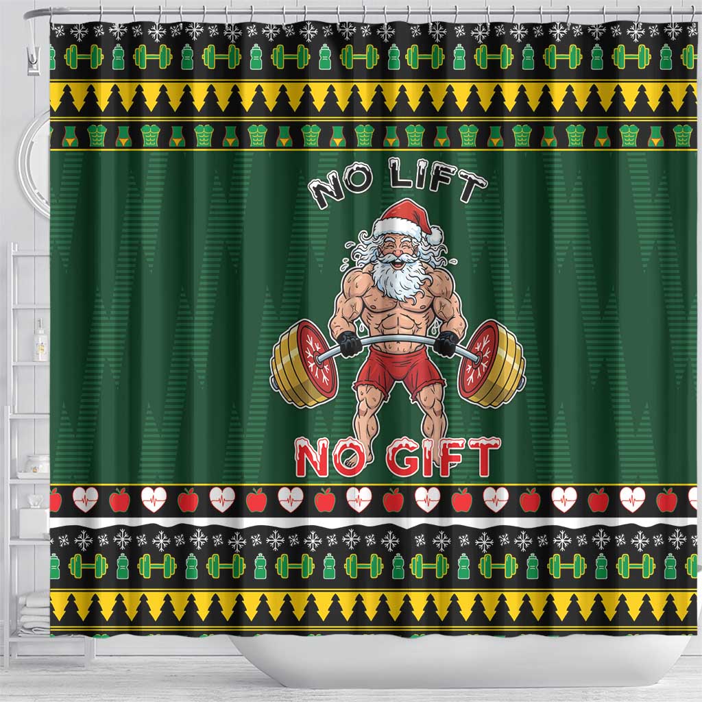 Xmas Gymer Christmas Shower Curtain No Lift No Gift - Wonder Print Shop