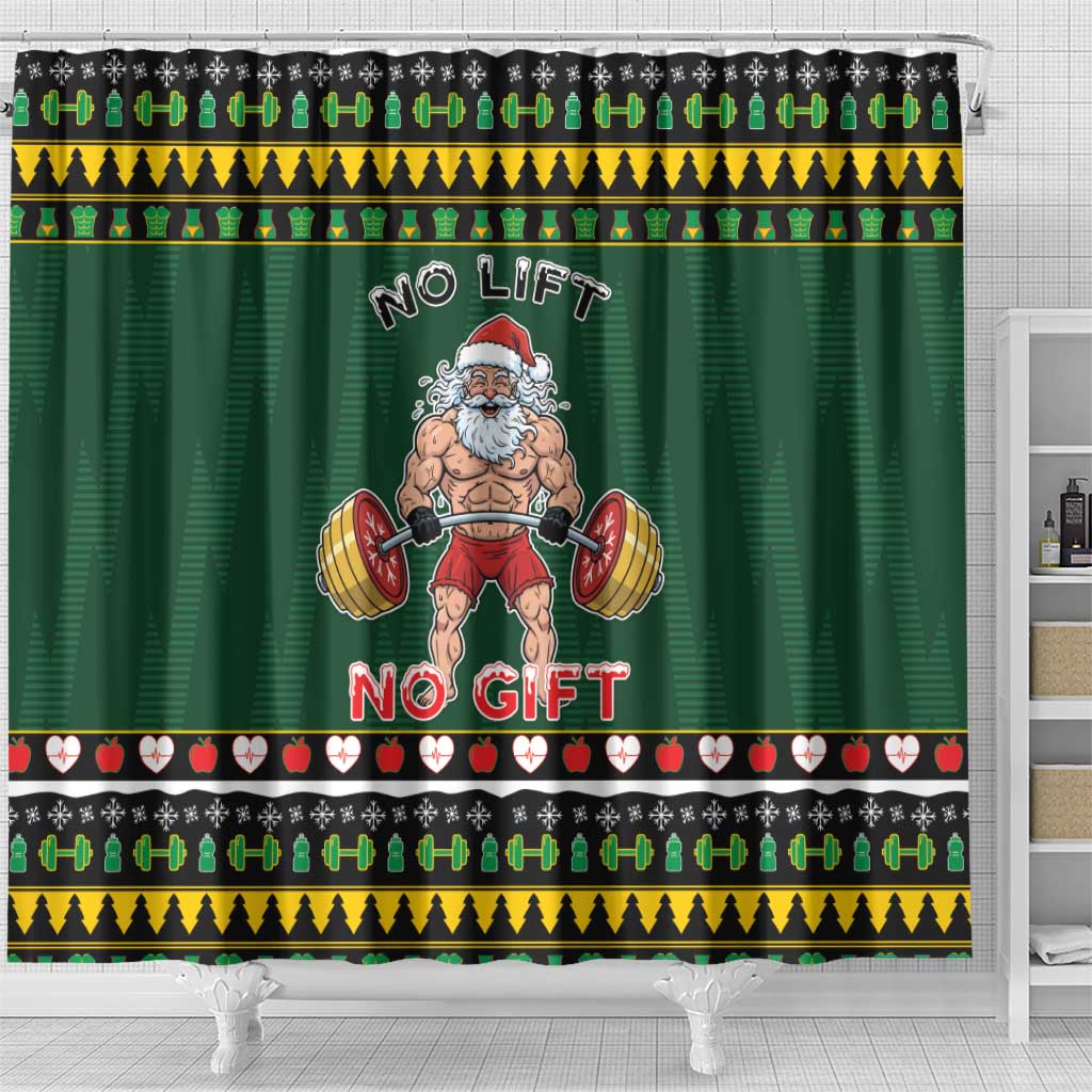 Xmas Gymer Christmas Shower Curtain No Lift No Gift - Wonder Print Shop