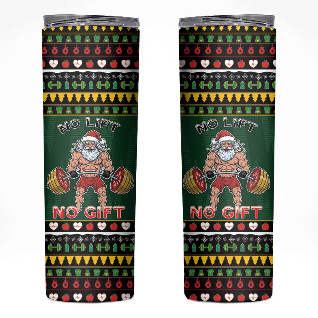 Xmas Gymer Christmas Skinny Tumbler No Lift No Gift - Wonder Print Shop