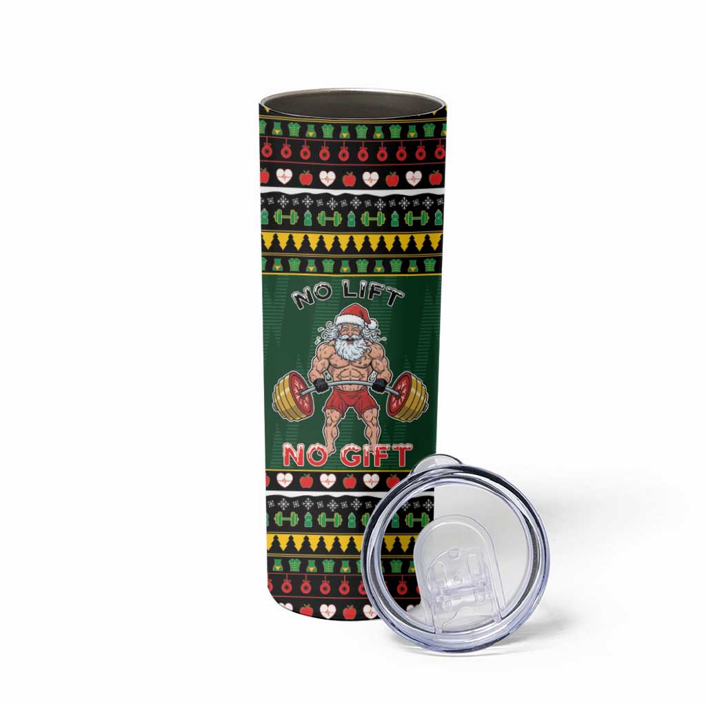 Xmas Gymer Christmas Skinny Tumbler No Lift No Gift - Wonder Print Shop