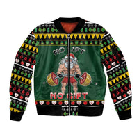 Xmas Gymer Christmas Sleeve Zip Bomber Jacket No Lift No Gift - Wonder Print Shop
