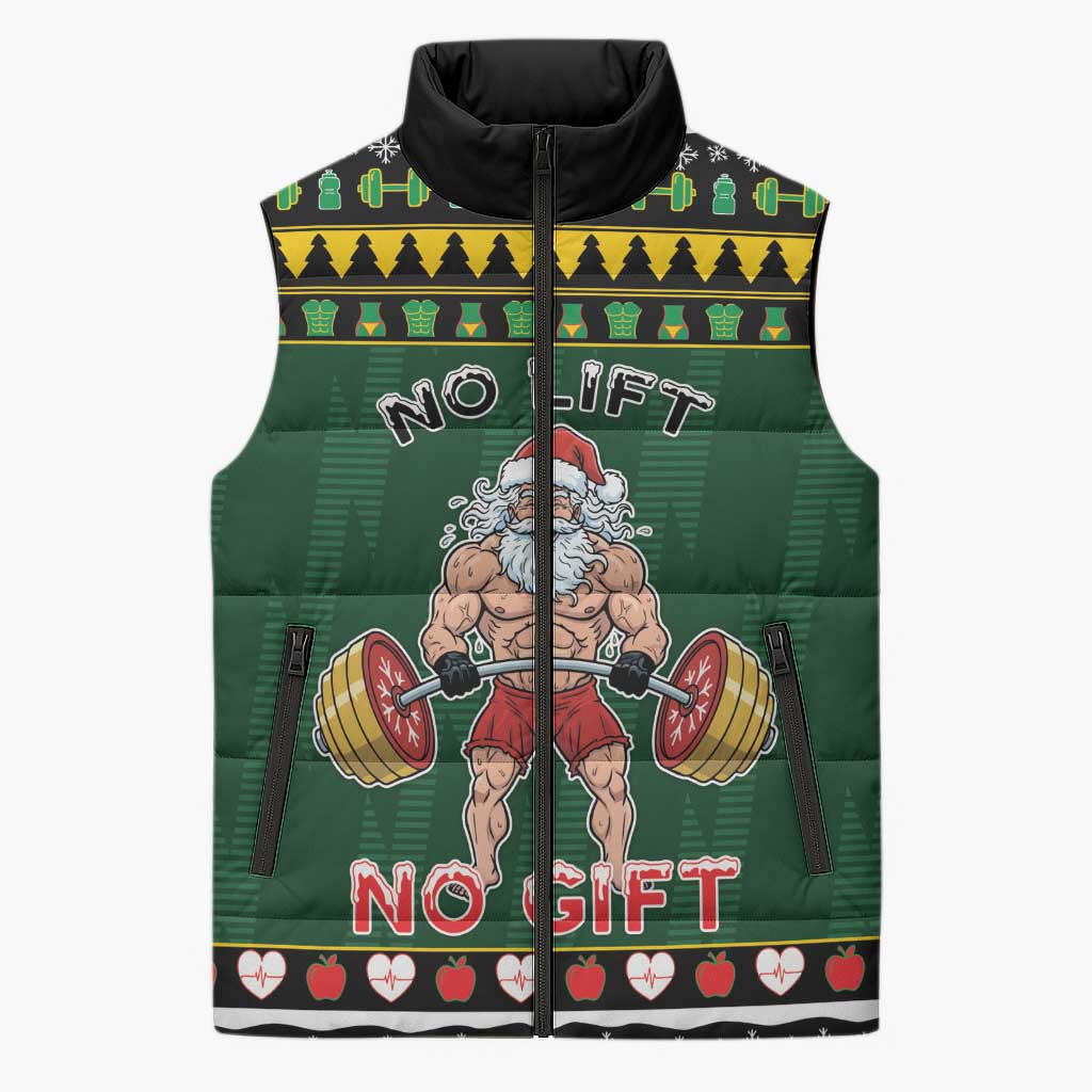 Xmas Gymer Christmas Sleeveless Puffer Jacket No Lift No Gift - Wonder Print Shop
