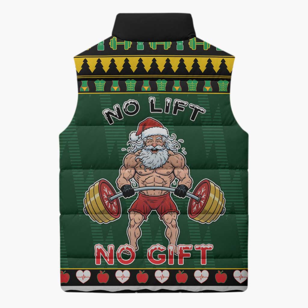 Xmas Gymer Christmas Sleeveless Puffer Jacket No Lift No Gift - Wonder Print Shop
