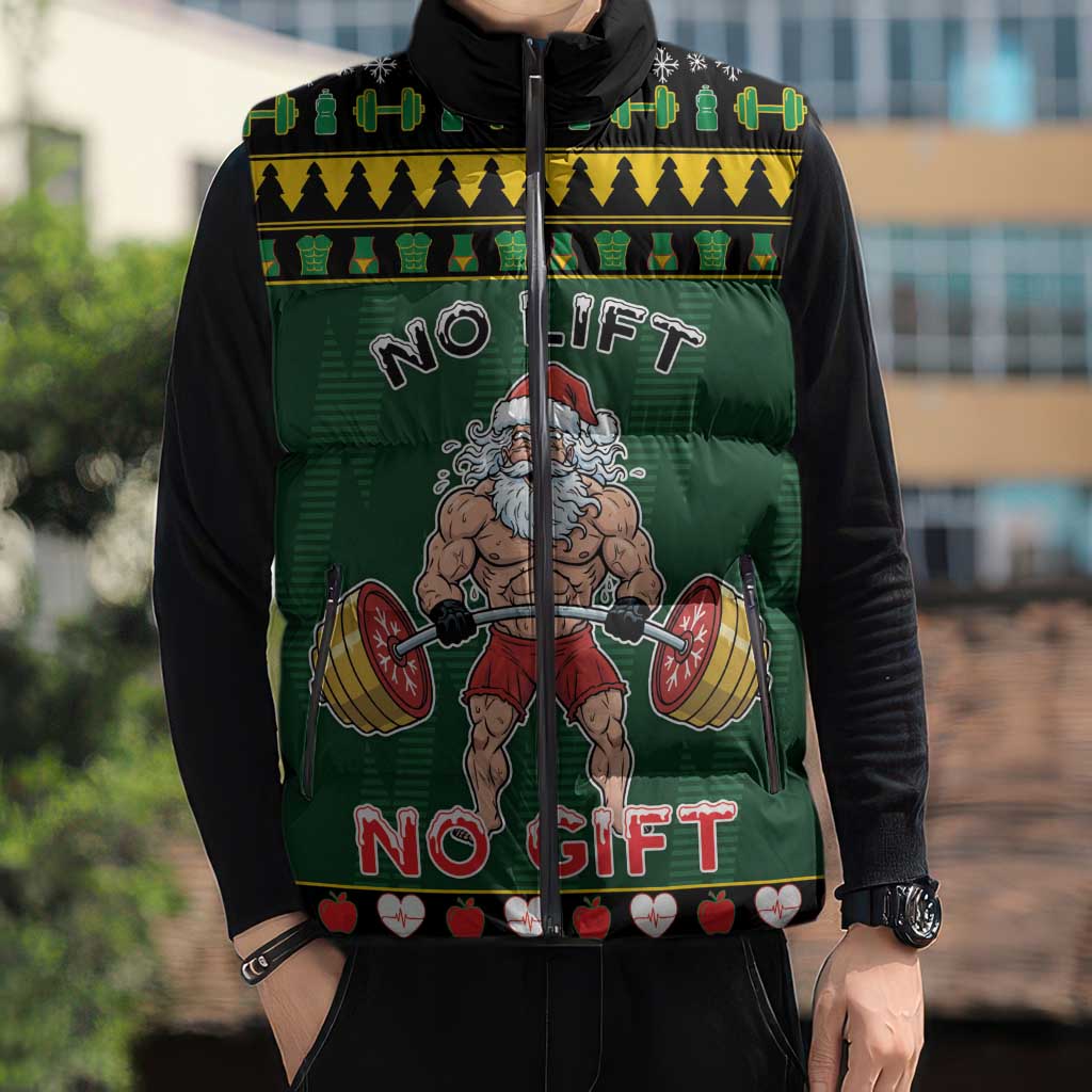 Xmas Gymer Christmas Sleeveless Puffer Jacket No Lift No Gift - Wonder Print Shop